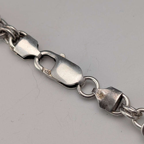 Vintage Sterling Silver Byzantine Chain Necklace, 46cm, 47g
