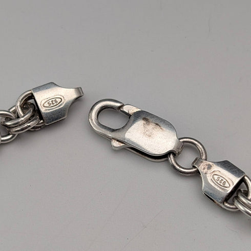 Vintage Sterling Silver Byzantine Chain Necklace, 46cm, 47g