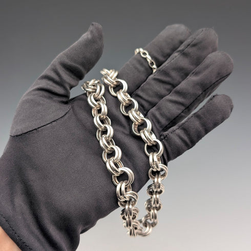 復古純銀雙鏈項鍊,50厘米,106克