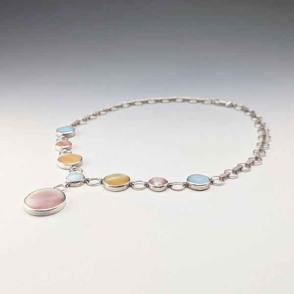 Vintage Sterling Silver & Mother-of-Pearl Necklace, 47cm