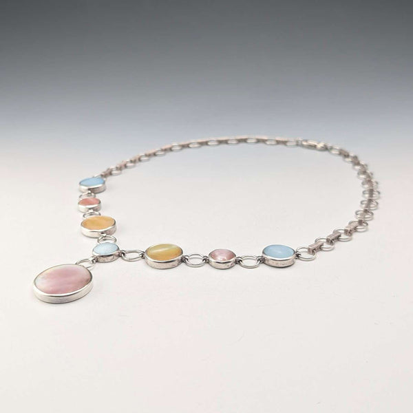 Vintage Sterling Silver & Mother-of-Pearl Necklace, 47cm