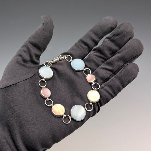 Vintage Sterling Silver & Mother of Pearl Bracelet