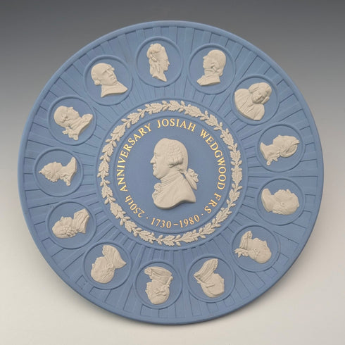 英国 ウェッジウッド ジャスパーウェア製 J.ウェッジウッド生誕250年記念プレート 直径21cm
