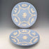 Pair of vintage Wedgwood Jasperware plates, Angel design, 22cm diameter, pale blue ②