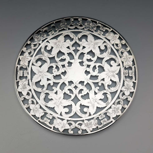 Vintage US Silver Overlay Coaster Dish, Webster