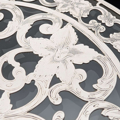 Vintage US Silver Overlay Coaster Dish, Webster