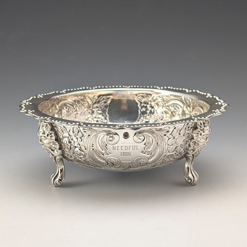 1891 British Antique Silverplate Footed Bowl, 13.5cm Diameter