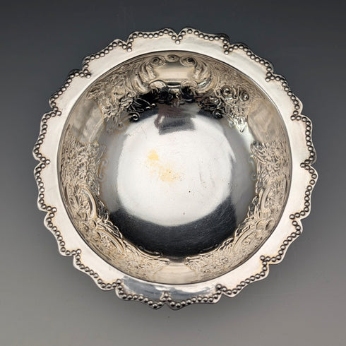 1891 British Antique Silverplate Footed Bowl, 13.5cm Diameter