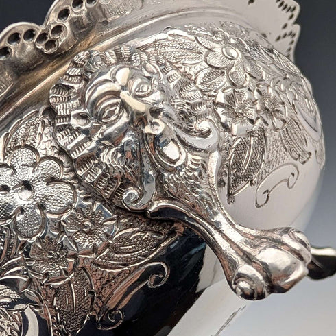 1891 British Antique Silverplate Footed Bowl, 13.5cm Diameter
