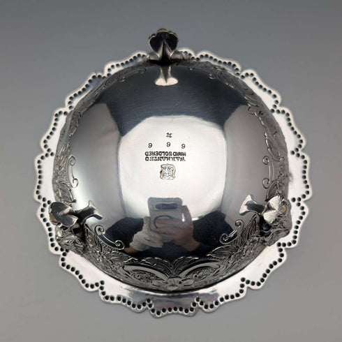 1891 British Antique Silverplate Footed Bowl, 13.5cm Diameter