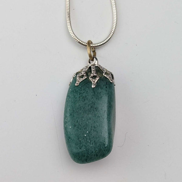 Vintage Aventurine Pendant & Sterling Silver Necklace