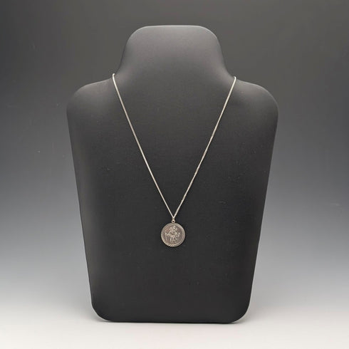 ヴィンテージ 聖クリストファー 純銀製 メダイペンダント① 純銀ネックレス付 計7.4g