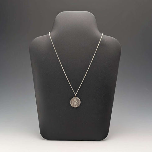 Vintage Saint Christopher Sterling Silver Medal Pendant ① with Sterling Silver Necklace, Total 7.4g
