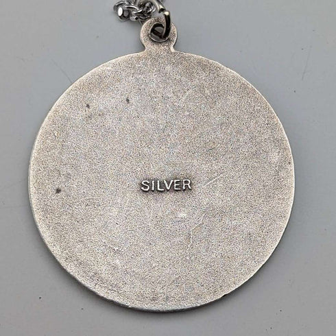 Vintage Saint Christopher Sterling Silver Medal Pendant ① with Sterling Silver Necklace, Total 7.4g