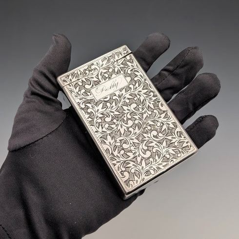20世紀初頭 米国アンティーク 純銀製 シガレットケース トランプケース 85g