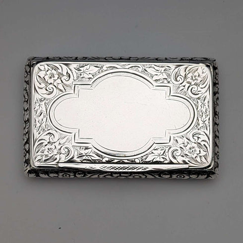 1878年 英国アンティーク 純銀製 角形スナッフボックス 50g Hillard&Thomason