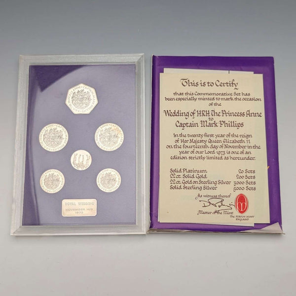 1973 Princess Anne's Wedding Commemorative Pure Silver Coin 6-Coin Set, Silver Weight 50g, Ppbjoy Mint ltd