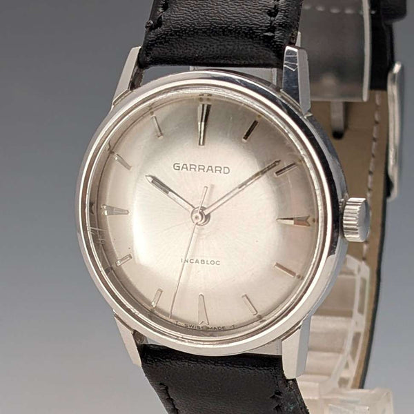 1960s Garrard (UK) Men's Watch, Stainless Steel Case, 17 Jewels Mechanical Movement, with Original Box, Good Working Order.
