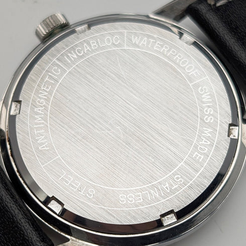 1960s Garrard (UK) Men's Watch, Stainless Steel Case, 17 Jewels Mechanical Movement, with Original Box, Good Working Order.