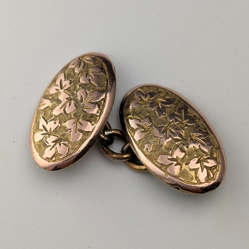 ヴィンテージ ロールドゴールド製 オーバル型カフリンクス カフスボタン