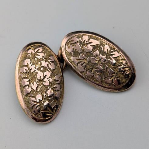 ヴィンテージ ロールドゴールド製 オーバル型カフリンクス カフスボタン