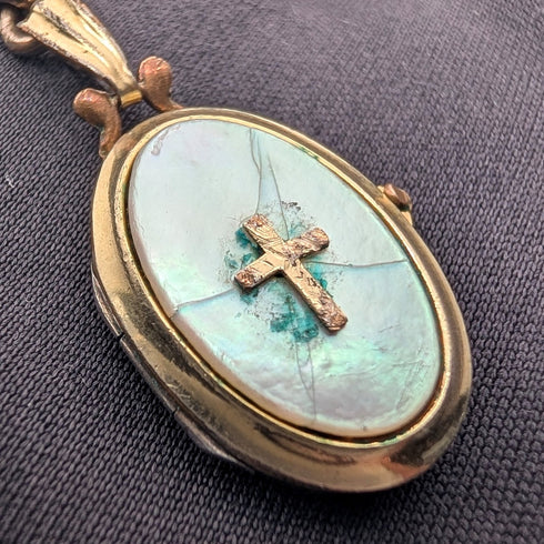 英国アンティーク ロールドゴールド製 アルバートチェーン ロケットフォブ