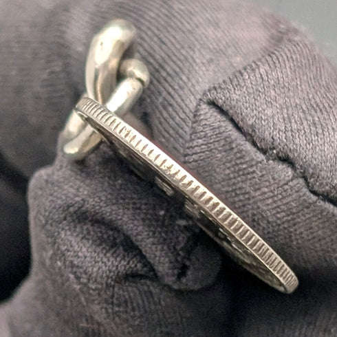 1929 British Vintage Sterling Silver Albert Chain, 42g, British Sixpence Coin Fob