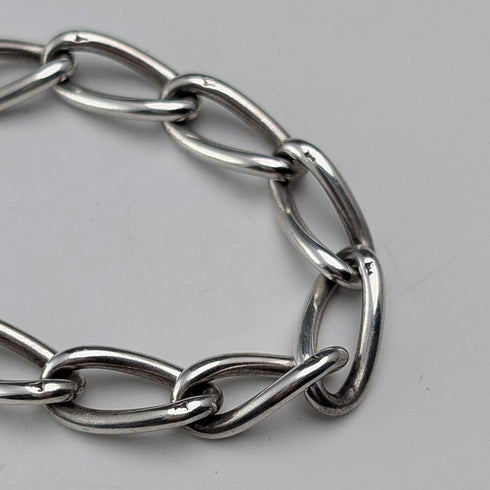 1929 British Vintage Sterling Silver Albert Chain, 42g, British Sixpence Coin Fob