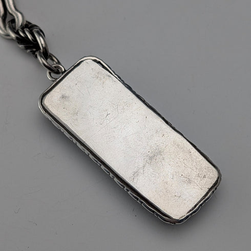 1889 British Antique Fancy Link Sterling Silver Albert Chain, 45g, Morpho Decorated Fob