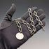1911 British Antique Sterling Silver Albert Chain, 59g, South African 1 Shilling Coin Fob