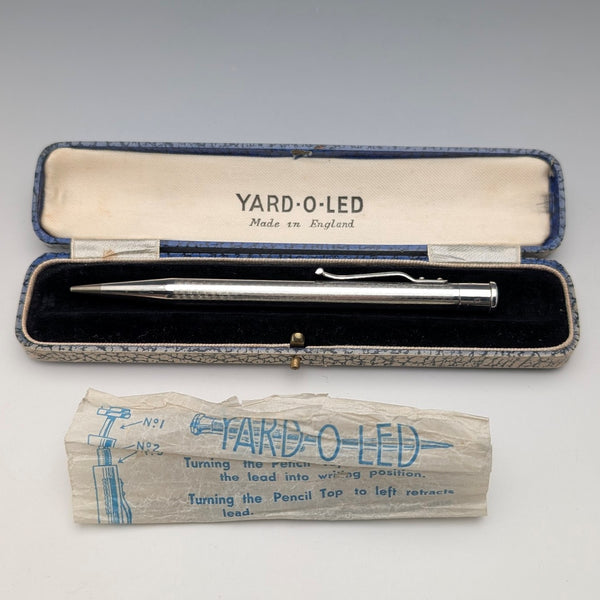1947 British Yard O' Red Sterling Silver Push-Pull Pencil in Case