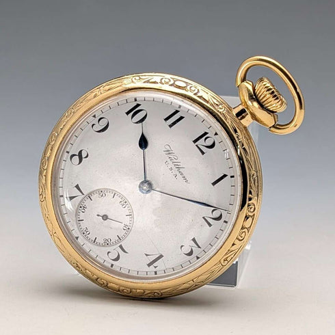 1919 年 Waltham Traveler 懷錶,鍍金錶殼,機械機芯,運作良好。