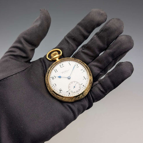 1919 年 Waltham Traveler 懷錶,鍍金錶殼,機械機芯,運作良好。