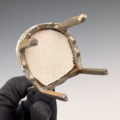 1920s Antique Brass Chair-Shaped Pocket Watch Holder with White Seat