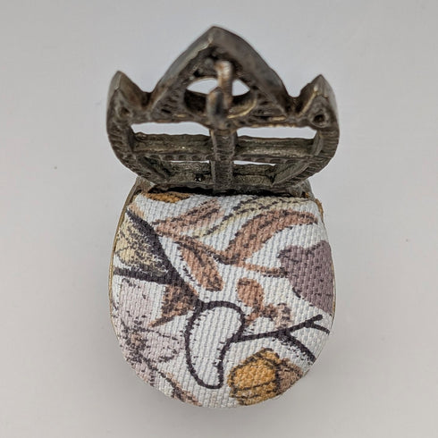 1920s Antique Brass Chair-Shaped Pocket Watch Holder with White Seat