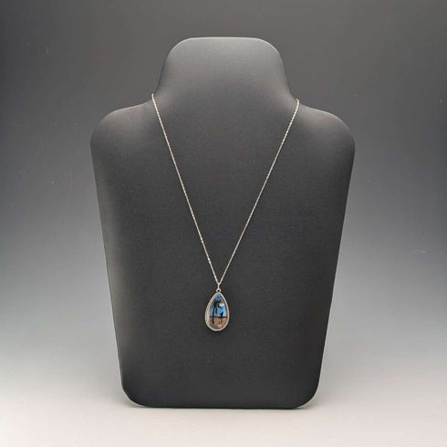 British vintage sterling silver butterfly wing pendant with sterling silver necklace (3)