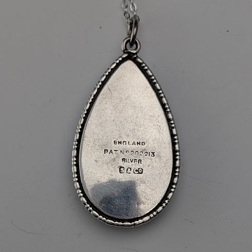 英国ヴィンテージ 純銀台座 バタフライウイングペンダント 純銀ネックレス付 ③