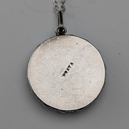 ヴィンテージ 純銀台座 バタフライウイングペンダント 純銀ネックレス付 ④