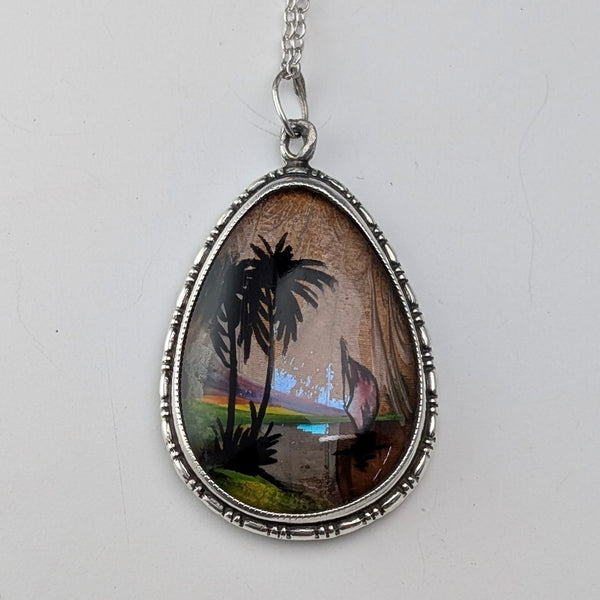 British vintage sterling silver butterfly wing pendant with sterling silver necklace (6)