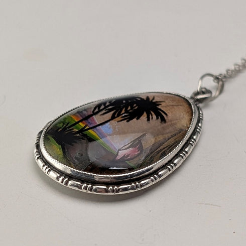 英國復古純銀蝴蝶翅膀吊墜搭配純銀項鍊(6)