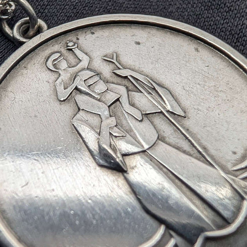 British Vintage Sterling Silver St. Christopher Medal Pendant with Sterling Silver Necklace, 10.3g Total