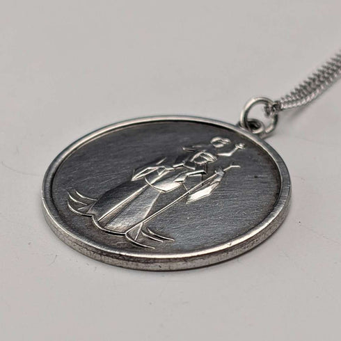British Vintage Sterling Silver St. Christopher Medal Pendant with Sterling Silver Necklace, 10.3g Total