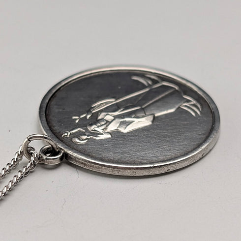 British Vintage Sterling Silver St. Christopher Medal Pendant with Sterling Silver Necklace, 10.3g Total