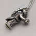 Vintage British Pipe Smoking Old Man Sterling Silver Pendant with Sterling Silver Necklace, 7.6g Total