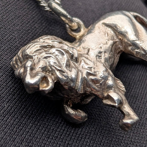 英國復古純銀獅子吊墜,搭配純銀項鍊,總重12.7克