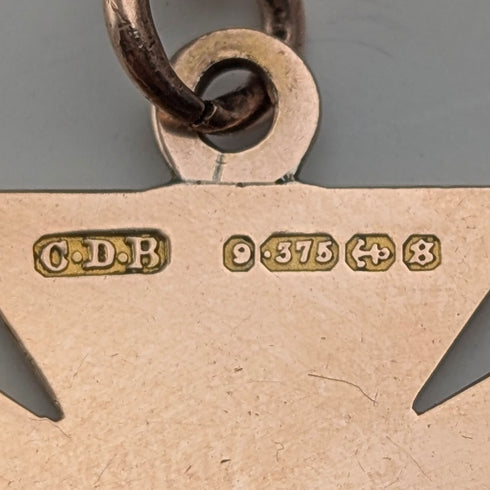 英國古董9克拉玫瑰金雙阿爾伯特鏈,搭配9克拉金質獎章吊墜,總重22.4克