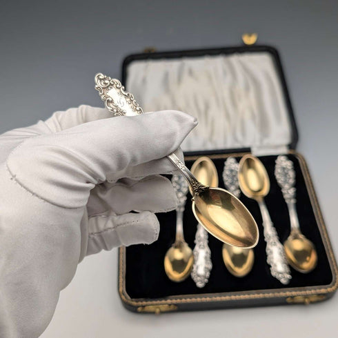 Antique American Sterling Silver Teaspoons, 64g, Gorham, in a Case