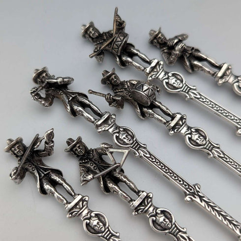 Dutch Vintage Musician Engraved 835 Sterling Silver Spoons (12 pieces, 181g total) in a Case