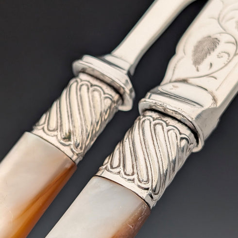 英國古董珍珠母貝茶具,4對,約翰哈里森