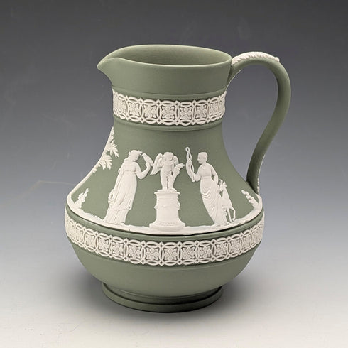 1975 Wedgwood Jasperware Cream Jug, Sage Green, England